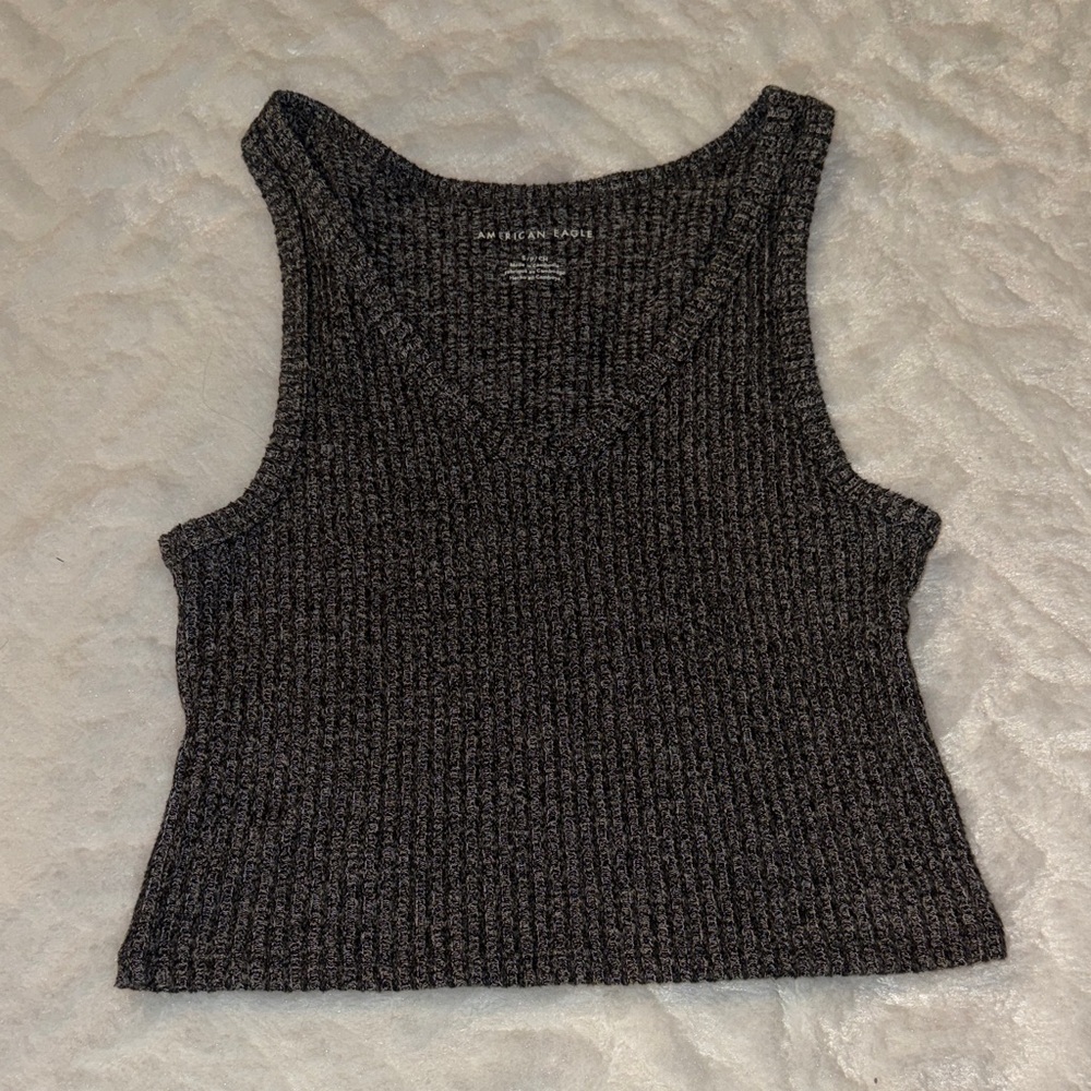 American Eagle Outfitters Charcoal Ribbed Tank Top